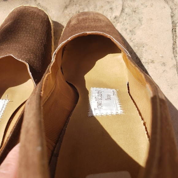 Town & Country Wedge Espadrilles Tan Leather New 8.5 Narrow - Picture 8 of 11